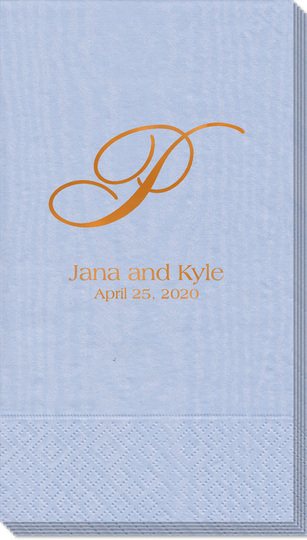 Pick Your Initial Monogram with Text Moire Guest Towels
